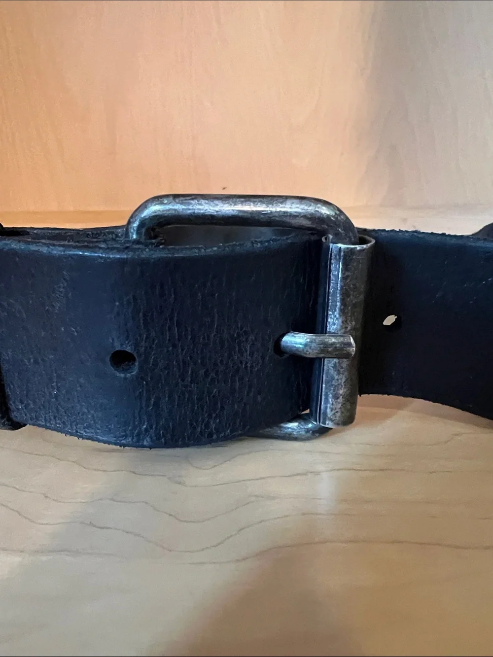H&M Black Belt with Aged Metal Buckle